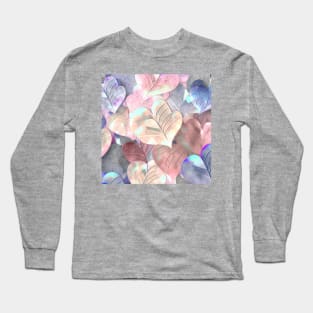 Lovely Leaves Series ! - Beautiful colorful pattern of fall leaves shaped as valentine hearts lithograph Long Sleeve T-Shirt